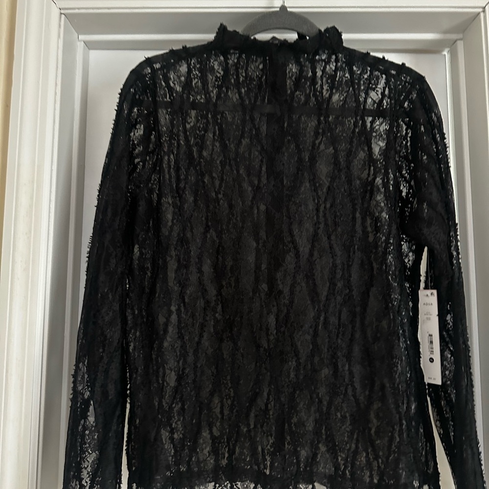 Aqua Black Sheer Lace Blouse